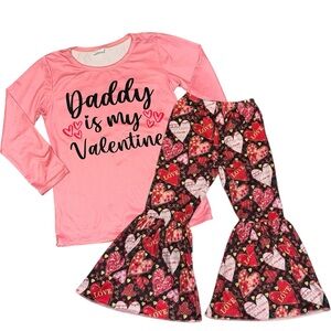 Daddy is my Valentine Bell Bottom Set Sz  6/7